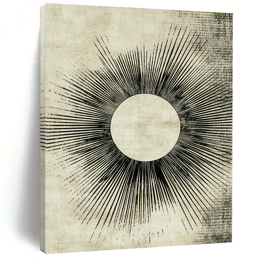 Sunburst on Beige Abstract Painting with Retro Energy WINK114