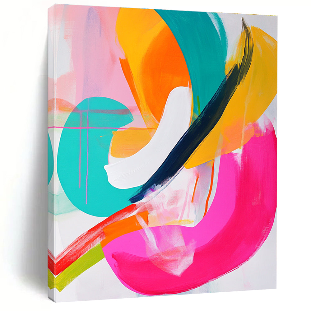 Colorful Curved Abstract Painting with Playful Rhythm WINK731