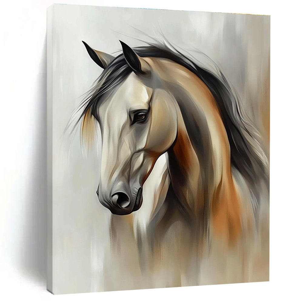 Graceful Horse Portrait Abstract Painting with Subtle Textures GAB0012