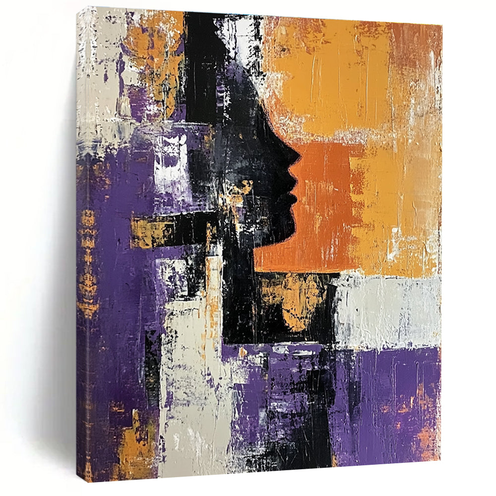 Purple and Orange Silhouette Abstract Painting for Artistic Spaces GAB0696