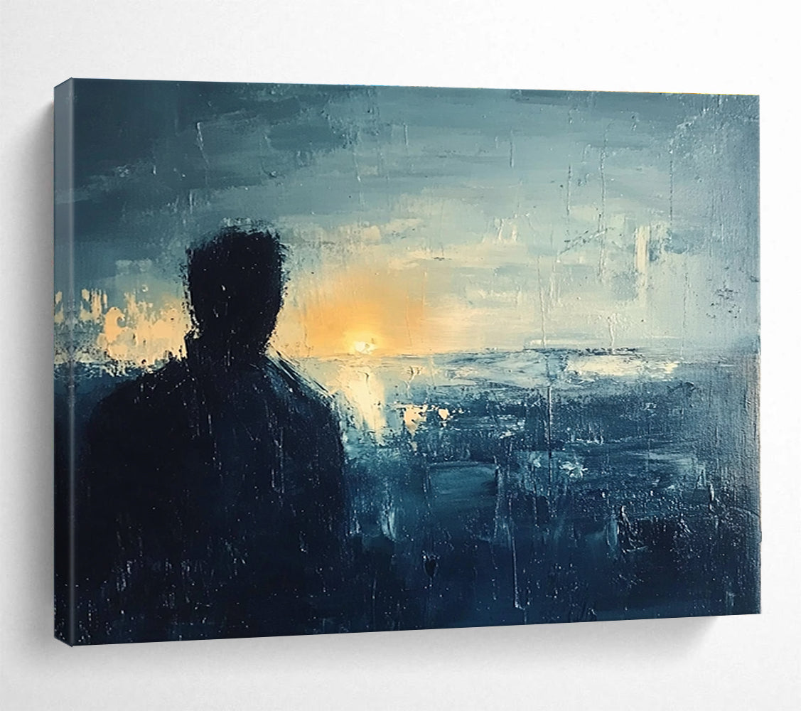 Introspective Silhouette - by - Sunset Seascape Abstract Painting ABS228