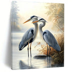 Herons by River Idyllic Abstract Painting for Nature - Loving Homes GAB1498