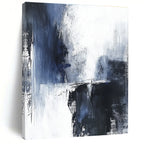 Blue Black White Abstract Painting with Moody Mystery WINK557