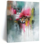 Colorful Cat Abstract - Expressive Feline Abstract Painting GAB0641