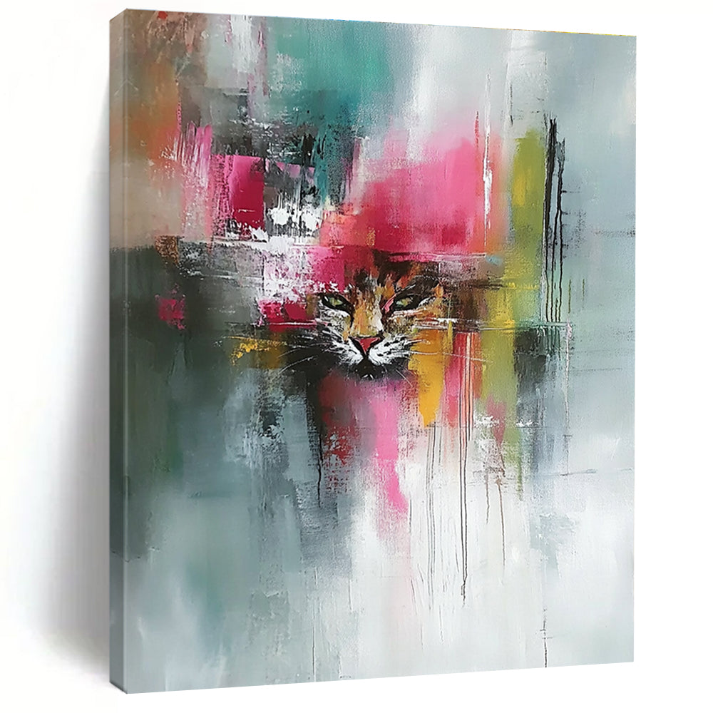 Colorful Cat Abstract - Expressive Feline Abstract Painting GAB0641
