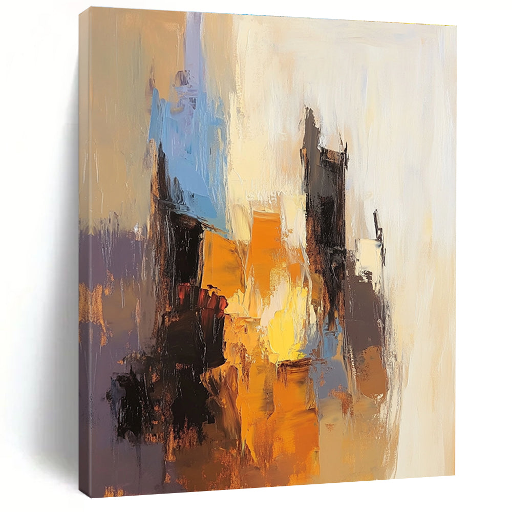 Abstract Cityscape in Warm Tones Painting for Industrial - Chic Restaurants GAB1164