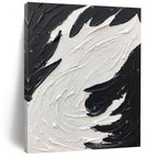 Black - White Swirl Textured Art Abstract Painting for Bold Interiors HENG398