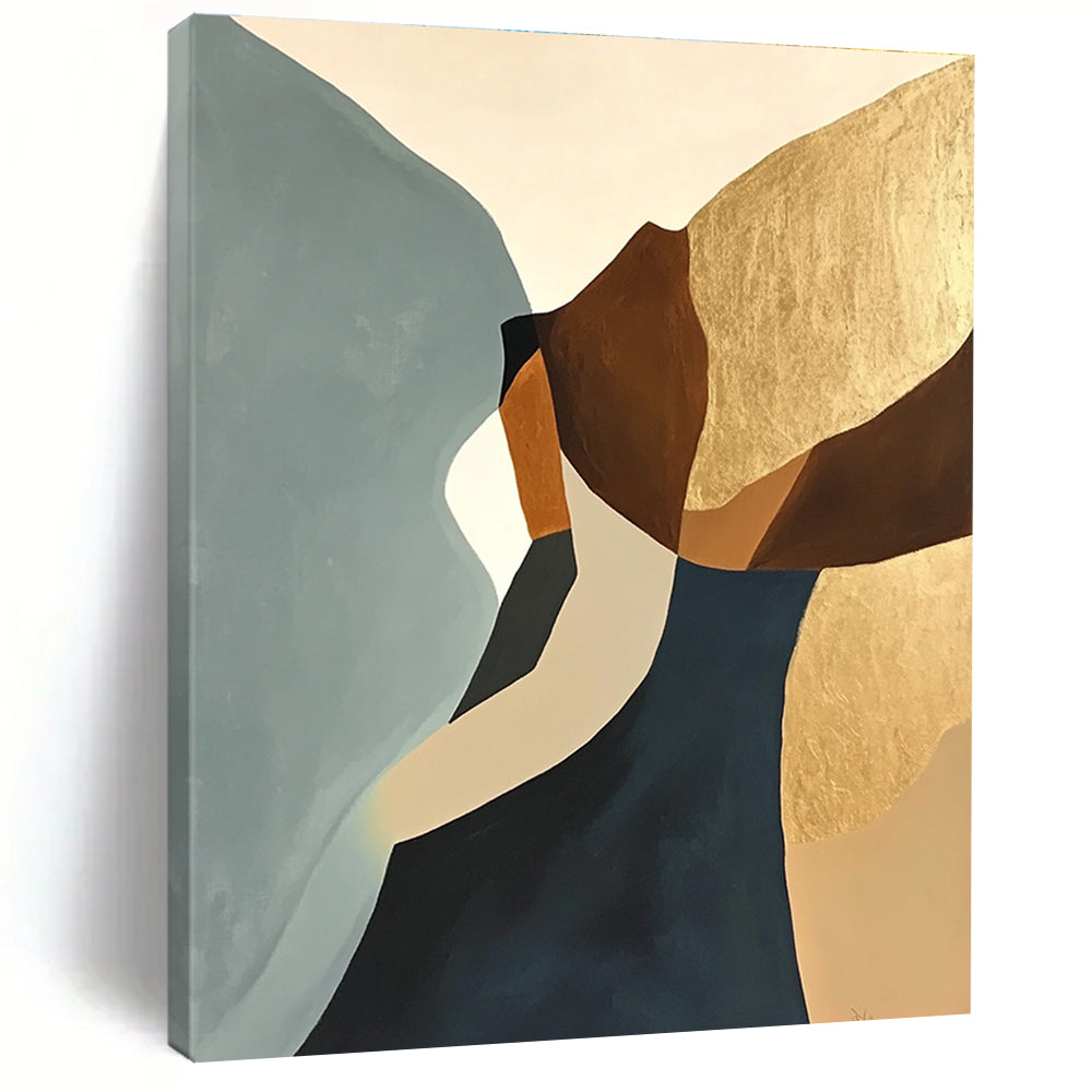 Gold - Accented Abstract Shapes Painting for Sophisticated Living Spaces GAB1160