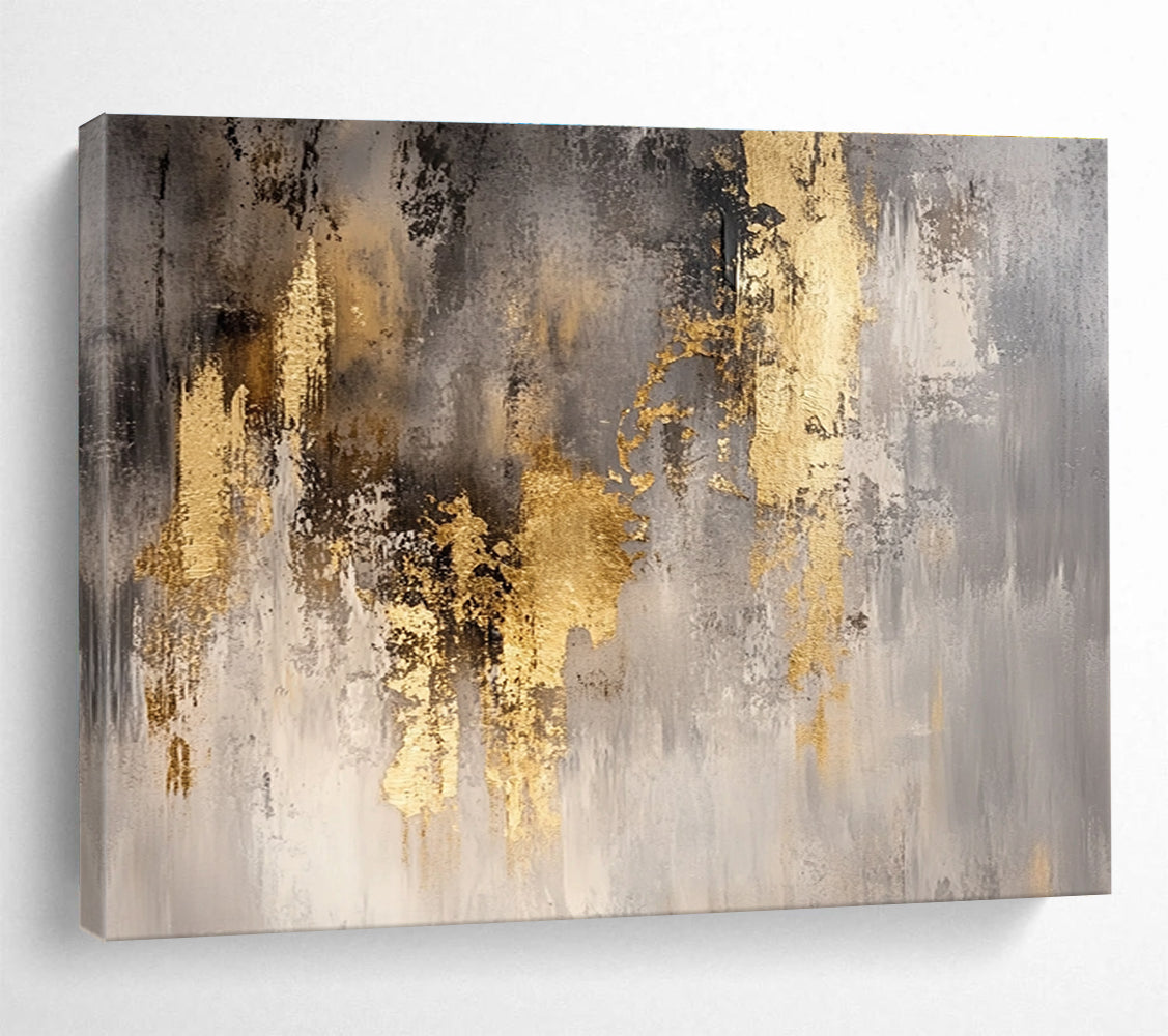 Gray and Gold Abstract: Elegant Contrast in Muted Tones Abstract Painting ABS167