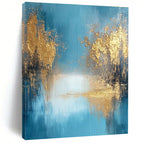 Blue and Gold Abstract Landscape Painting for Luxury Spa Reception Areas GAB1184