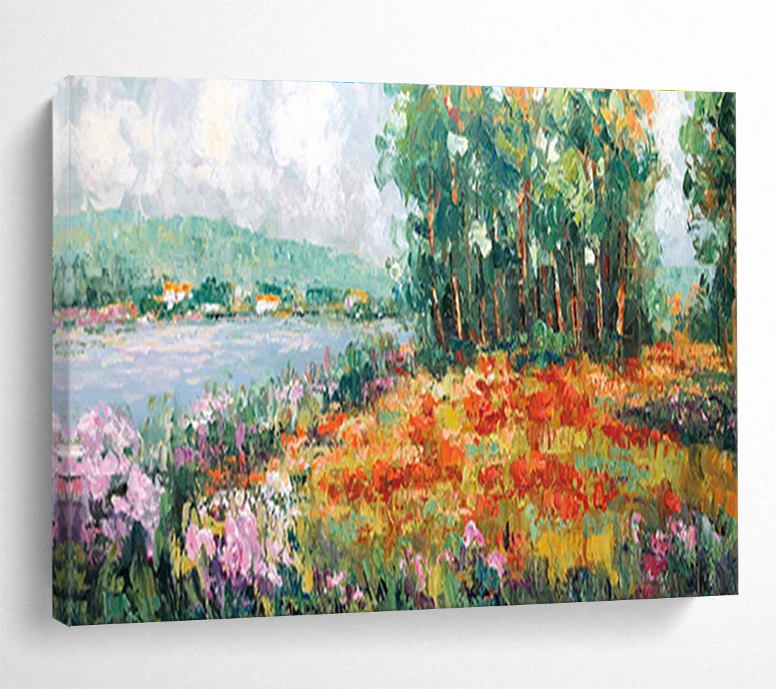 Lakeside Flower Field Abstract Painting for Garden - Themed Cafes YHT228
