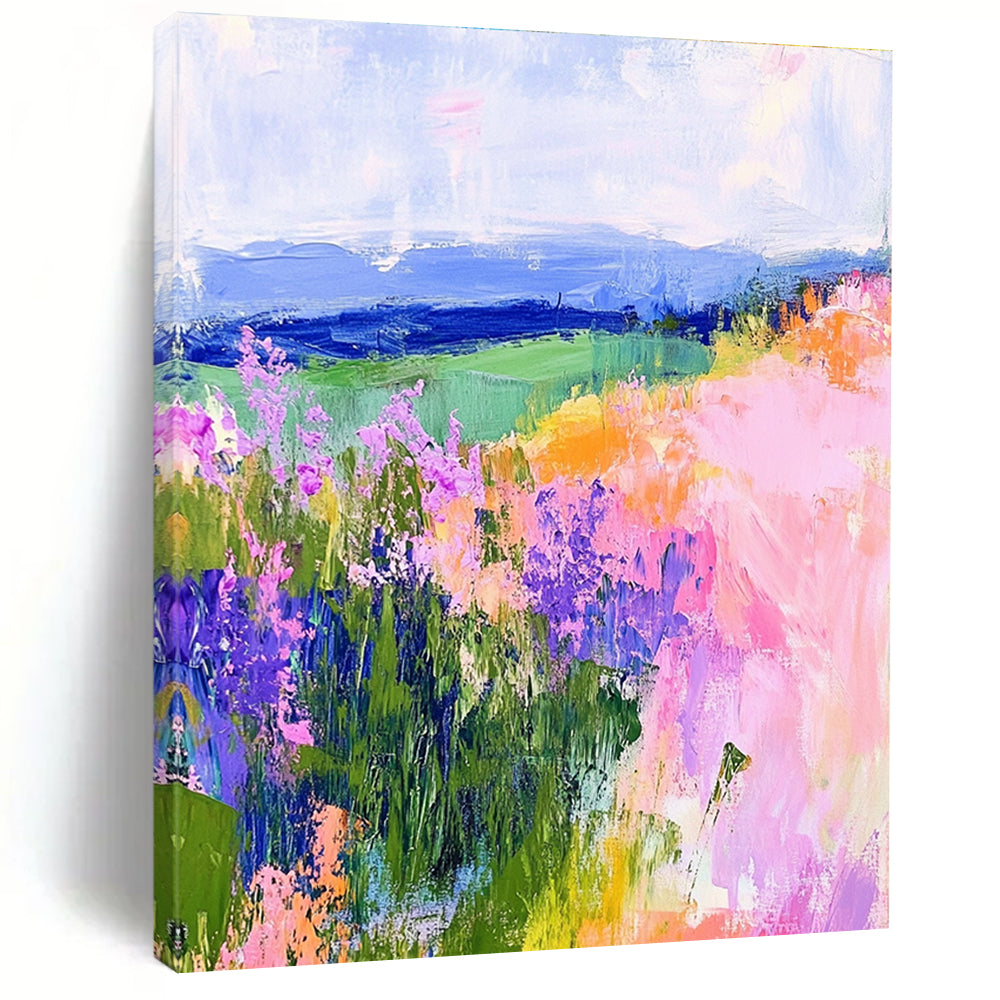 Colorful Flower Field Abstract Painting of Cheerful Blooms GAB0153