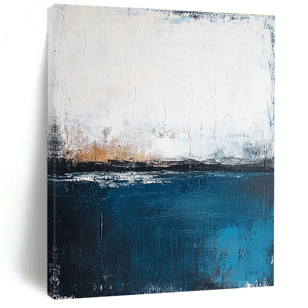 Blue - Gray Abstract Horizon Painting with Quiet Contemplation WINK399