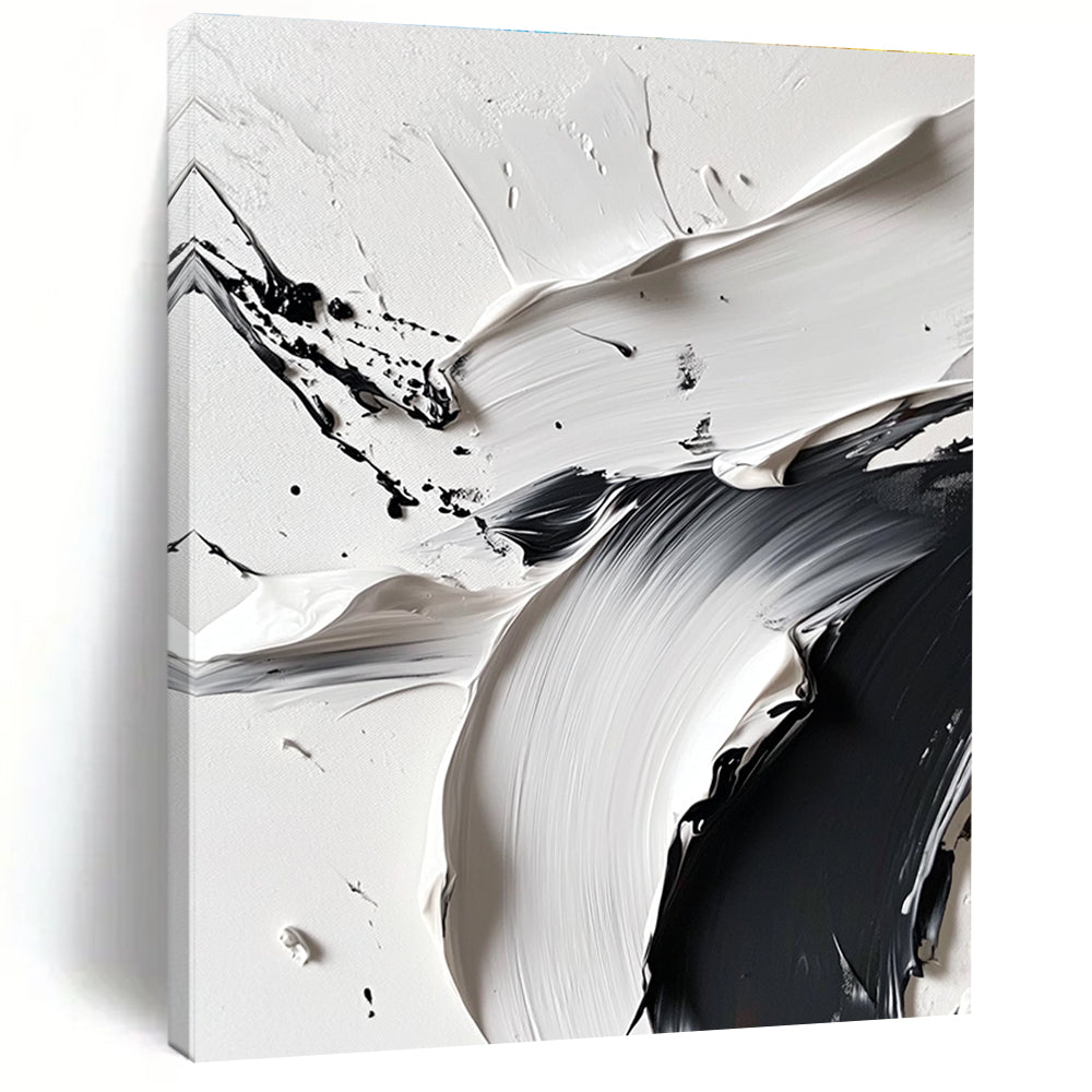 Black White Textured Abstract 2 Painting with Dramatic Depth WINK739