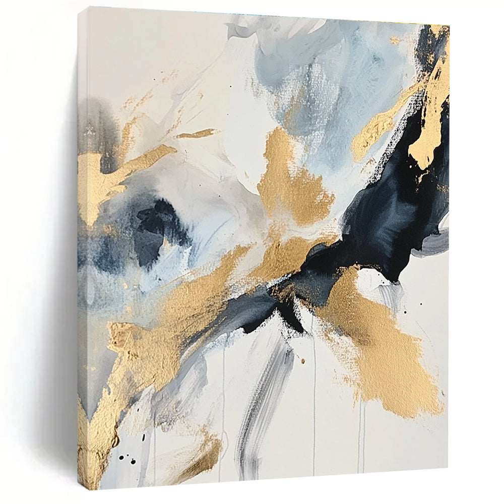 Blue and Gold Abstract Painting for Luxury - Styled Bedrooms GAB0993