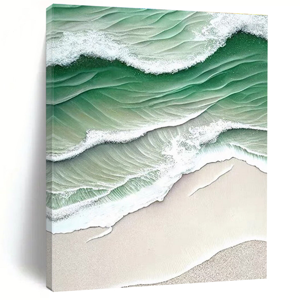 Aerial Sea Waves Abstract Painting for Coastal - Inspired Spaces HENG290