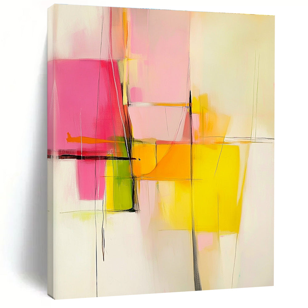 Pink and Yellow Abstract Painting for Feminine - Inspired Fashion Studios GAB0917
