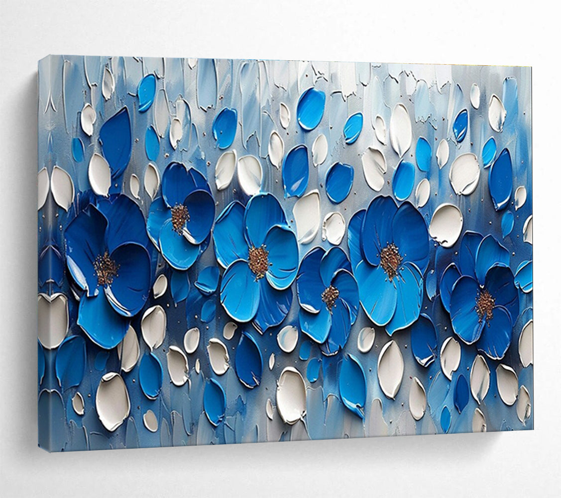 Blue Flower Relief Abstract Painting for Elegant Boutiques YHT173
