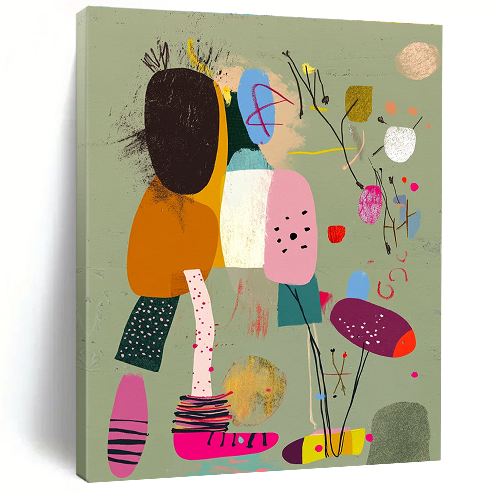Pastel Abstract Figures Painting with Gentle Tones GAB0103