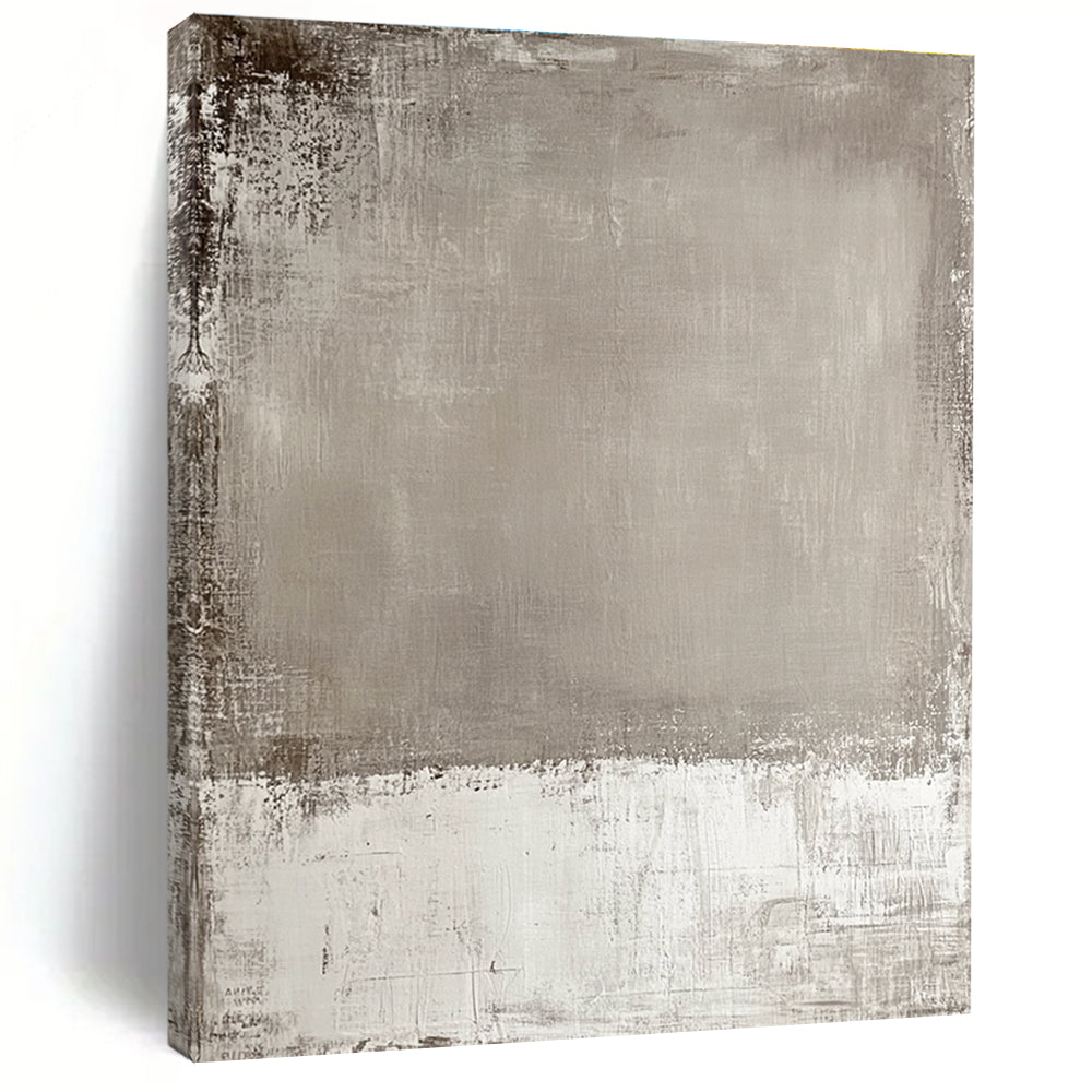 Taupe and White Abstract Painting with Understated Contrast WINK122