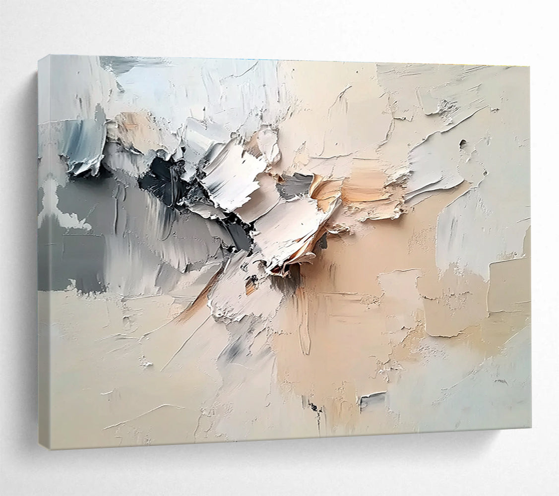 Textured Neutral Abstract Painting with Layered Impasto ABS294