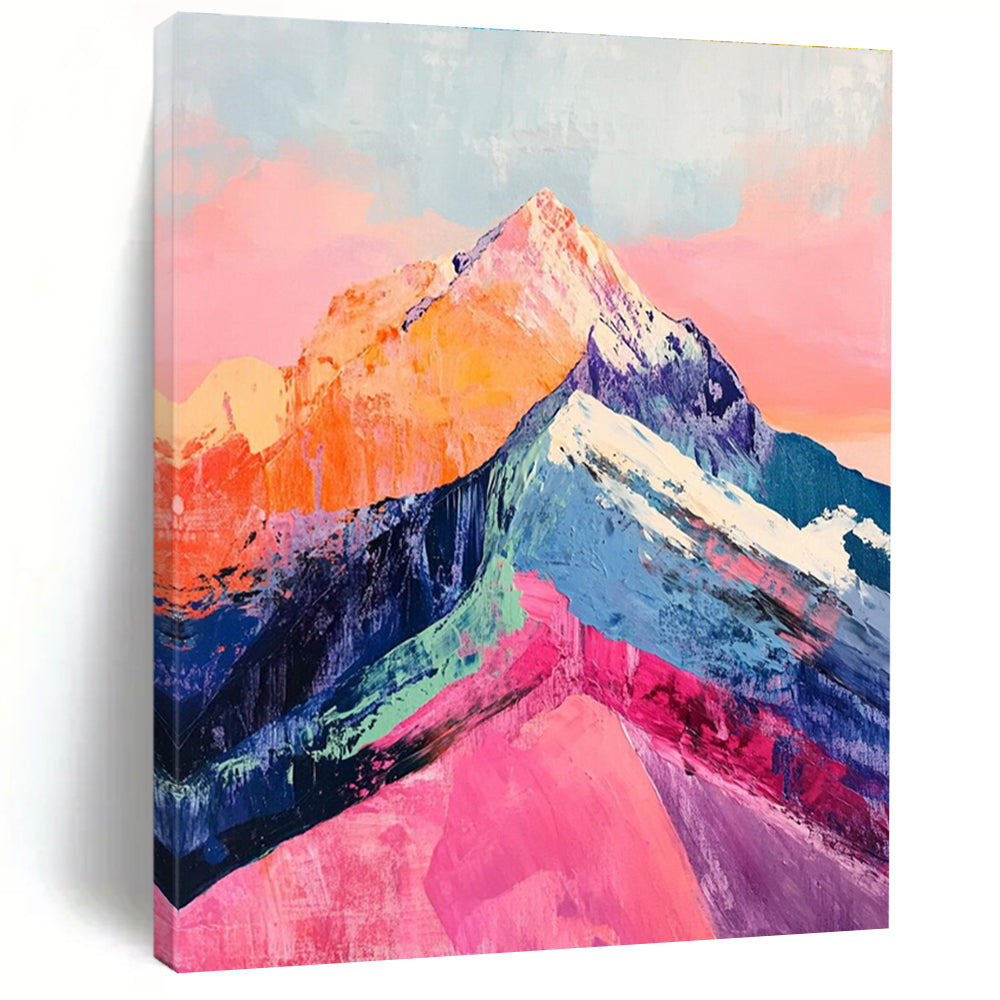 Vivid Colorful Mountain Peaks Painting for Nature - Inspired Spaces HENG283