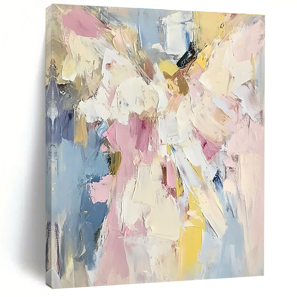 Pink Blue Yellow Abstract Painting with Cheerful Vibrancy WINK467