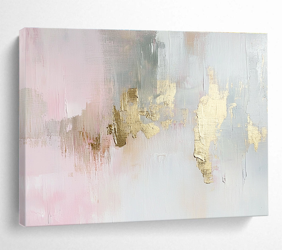 Gold - Accented Pastel Abstract Painting with Subtle Luxurious Touches ABS544
