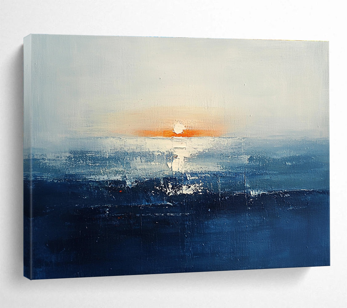 Sunset Sea Abstract Painting with Soft Color Blends ABS277