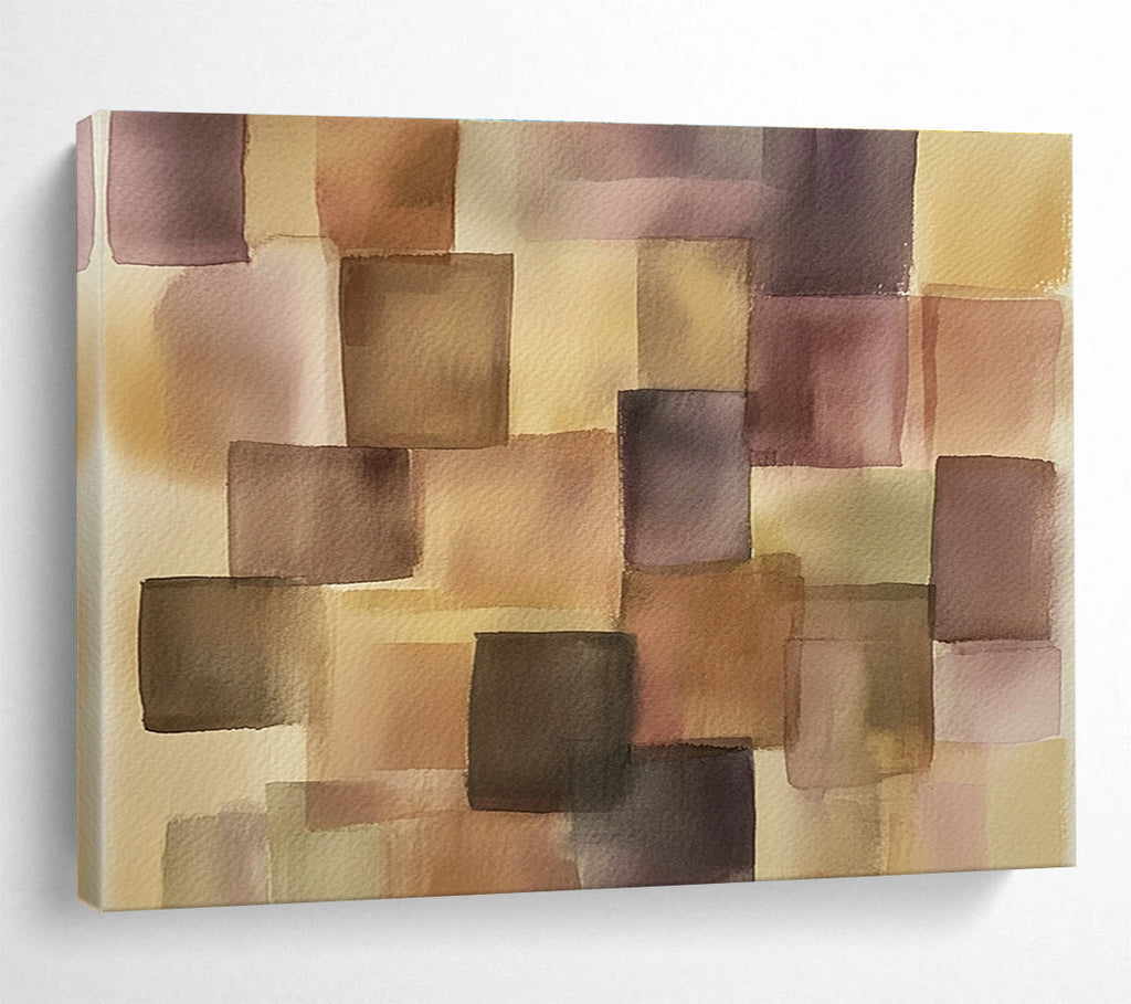 Purple and Brown Squares 1 Abstract Painting with Harmonious Geometry ABS616