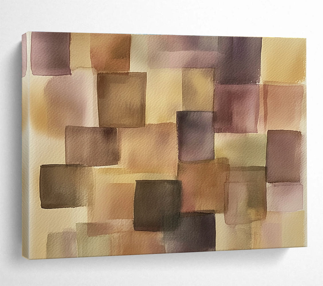 Purple and Brown Squares 1 Abstract Painting with Harmonious Geometry ABS616