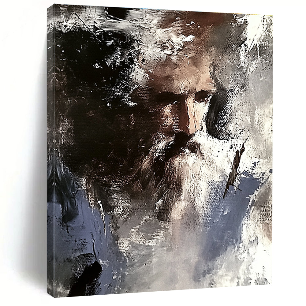 Expressive Abstract Portrait Painting of a Bearded Figure GAB0669