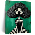 Whimsical Curly - Haired Dog Portrait Abstract Painting GAB0031