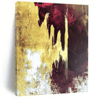 Gold Burgundy Drip Abstract Painting with Opulent Flow WINK602