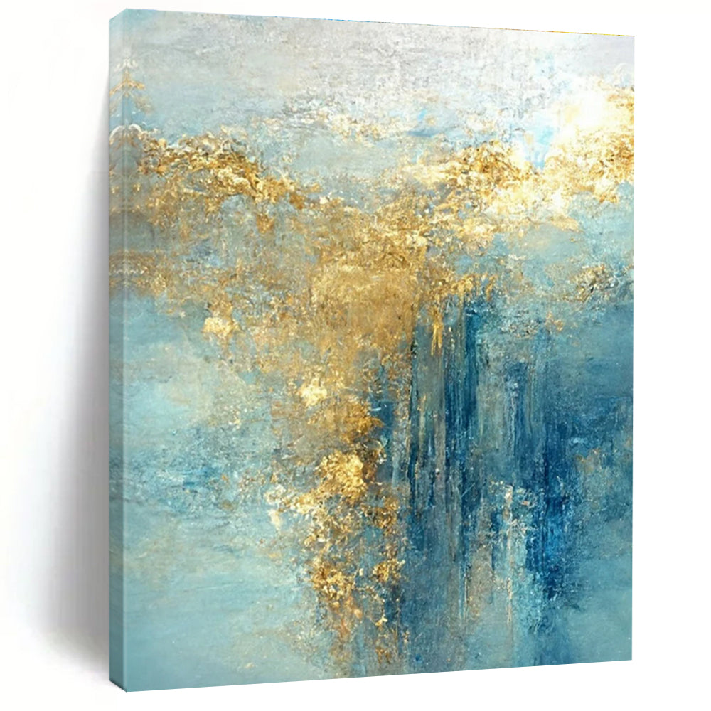 Ethereal Blue - Gold Abstract Painting for Art Gallery Installations HENG063