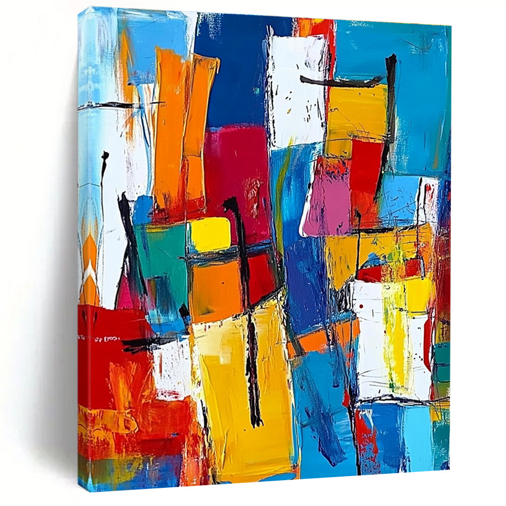 Colorful Geometric Abstract Painting with Vibrant Harmony WINK512