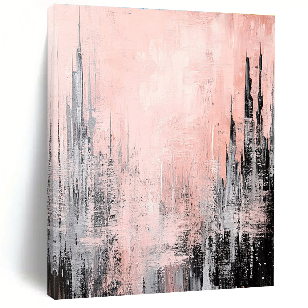 Pink Cityscape Abstract Painting for Feminine - Themed Cafes GAB0792