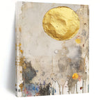 Gold Circle Abstract Mixed - Media Painting for Luxurious Spaces GAB1509