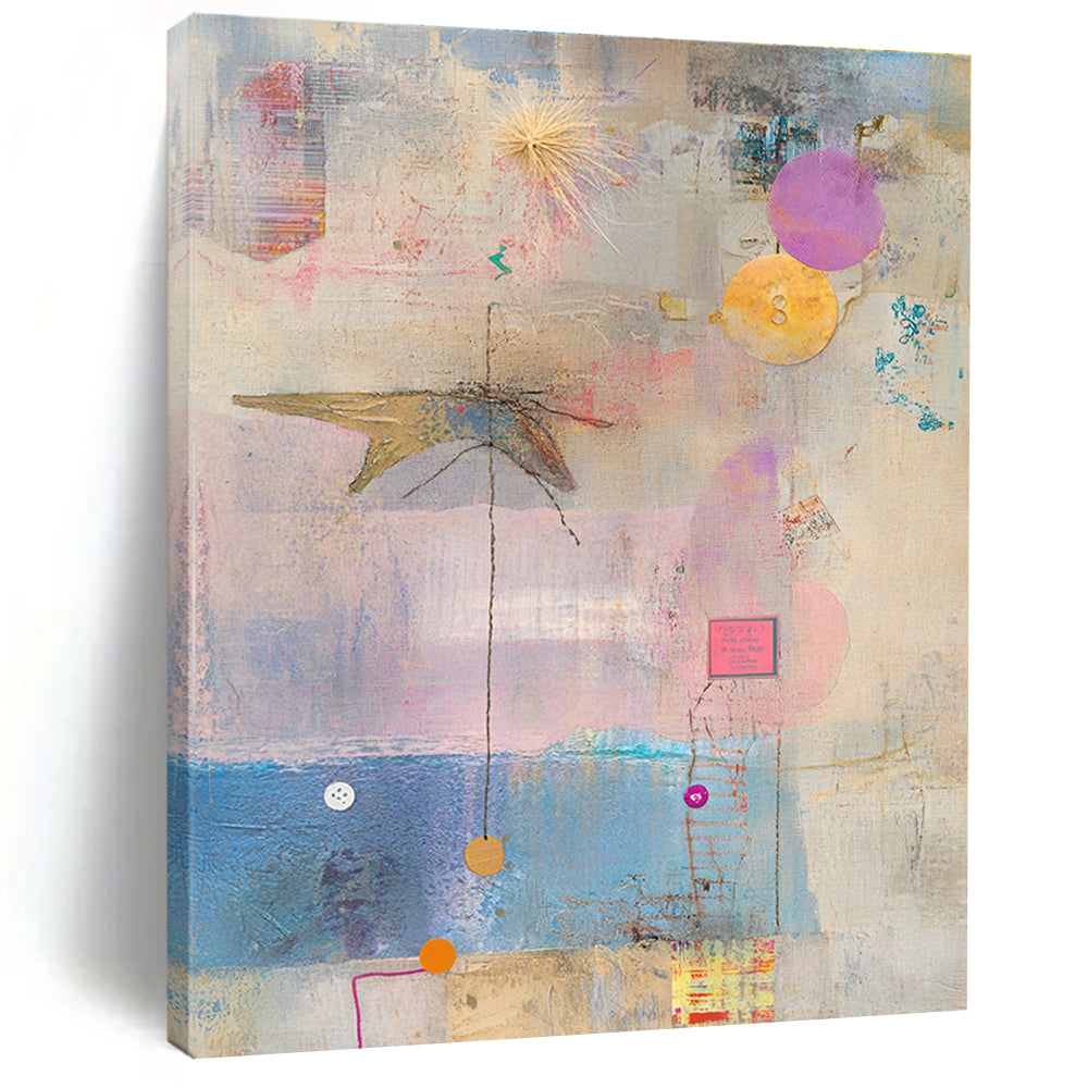 Assemblage of Objects Abstract Painting with Playful Narratives WINK197