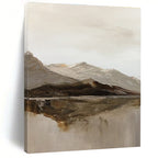 Minimalist Mountain and Lake Landscape Abstract Painting for Nature - Lover Bedrooms HENG358