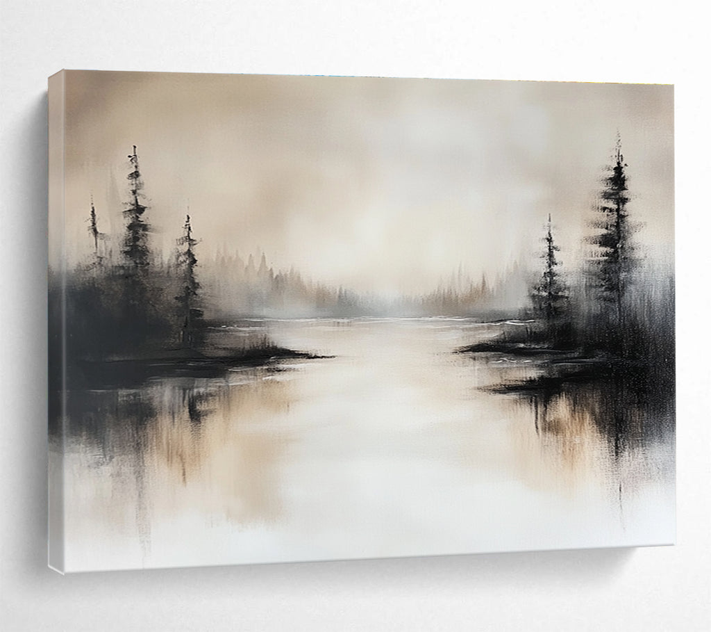 Misty Lake Abstract Landscape Painting ABS213