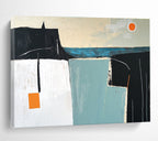 Minimalist Coastal Abstract Painting with Calm Geometric Forms ABS546