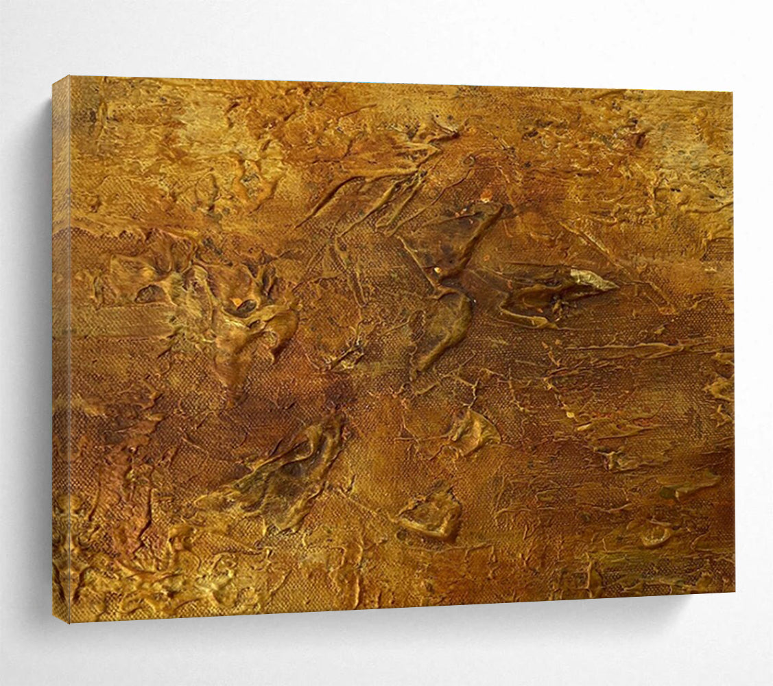 Golden Textured Abstract Painting for Luxurious Bedrooms YHT333