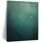 Solitary Bird in Green Abstract Painting for Peaceful Meditation Rooms HENG477