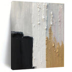 Black - White - Gold Minimalist Abstract Painting for Luxury Studies HENG397