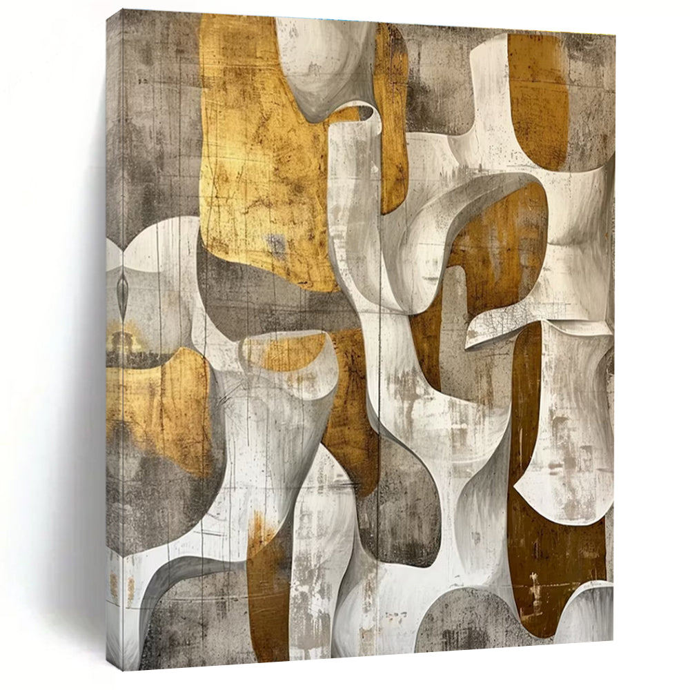 Gold and Gray Abstract Painting for Luxury Hotel Lobby Lounges HENG011