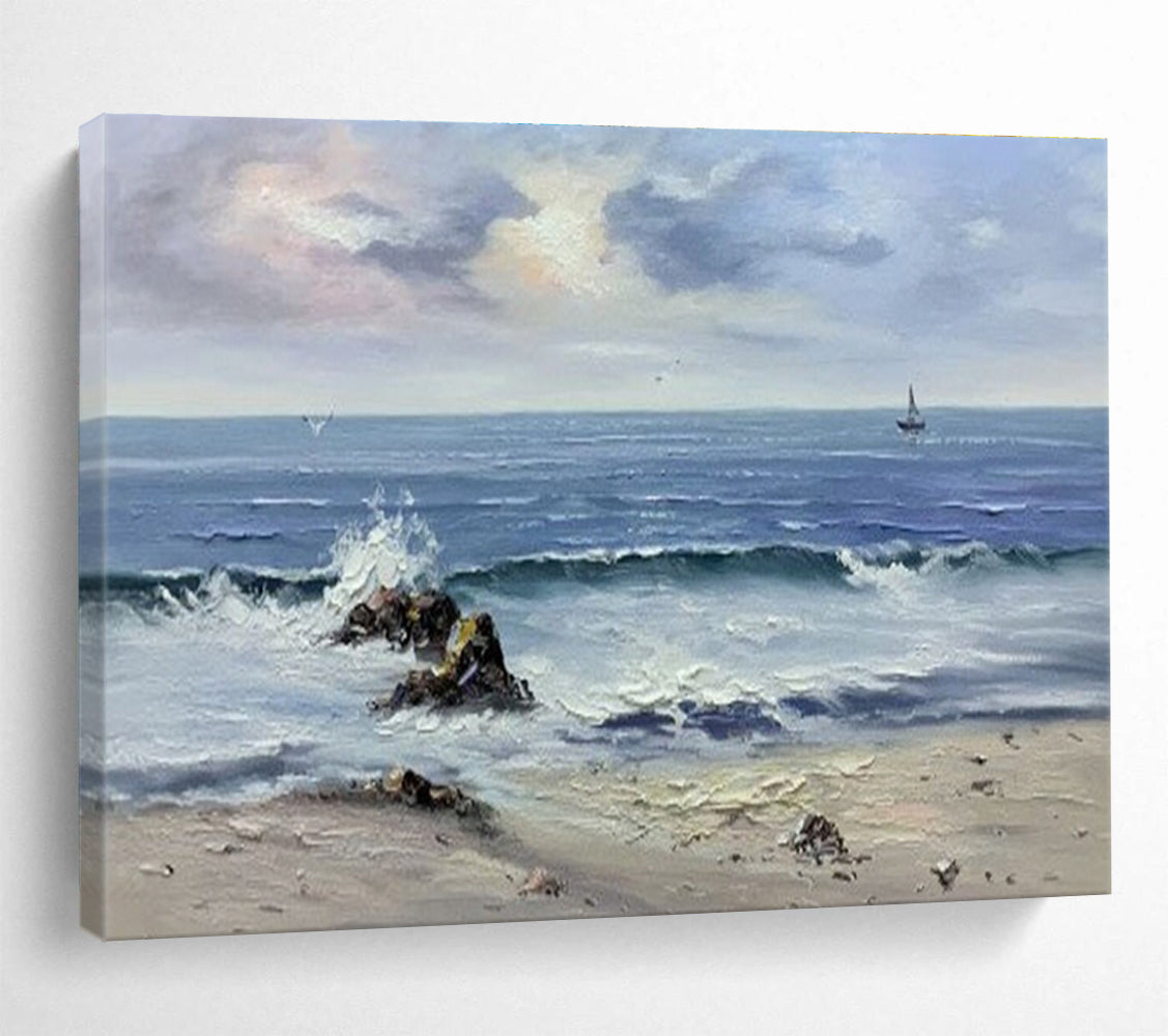 Seaside Serenity Abstract Painting for Coastal Living Rooms YHT190