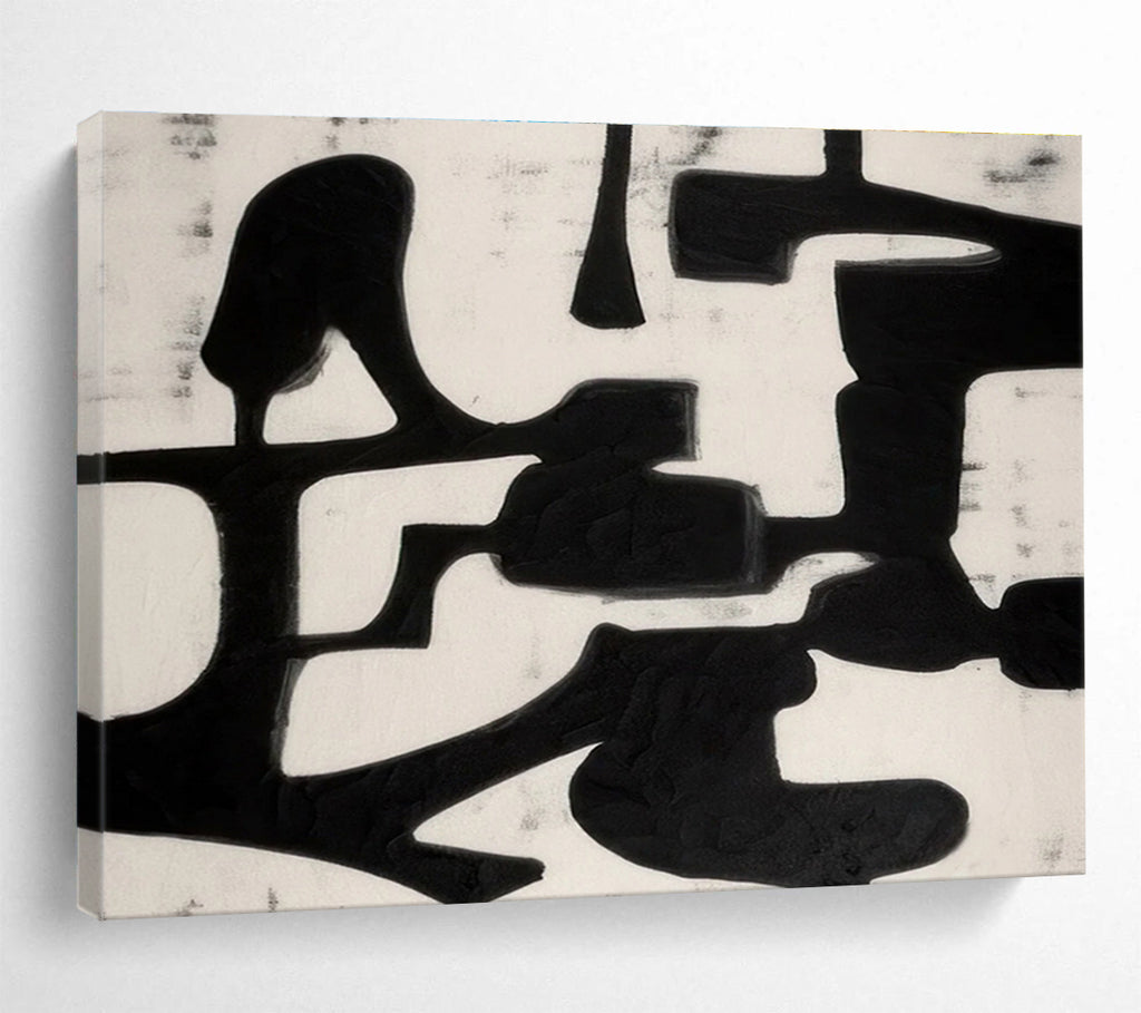 Bold Black - White Abstract Painting for Dramatic Spaces YHT062