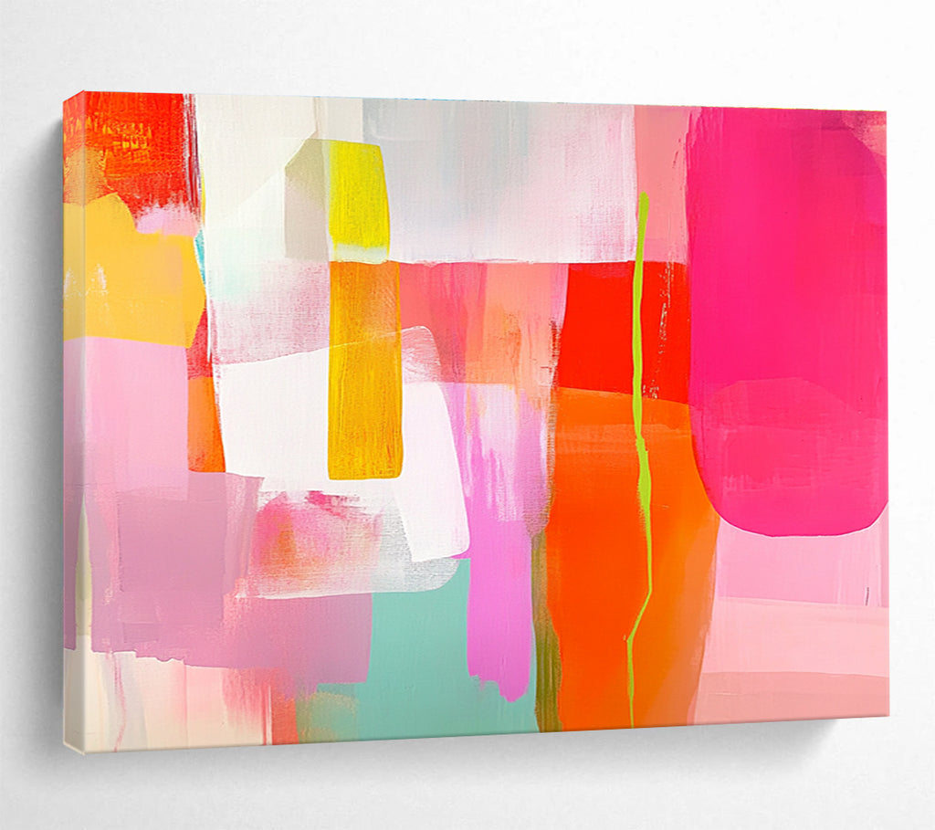 Bold Color Block Abstract Painting with Playful Contrasts ABS415