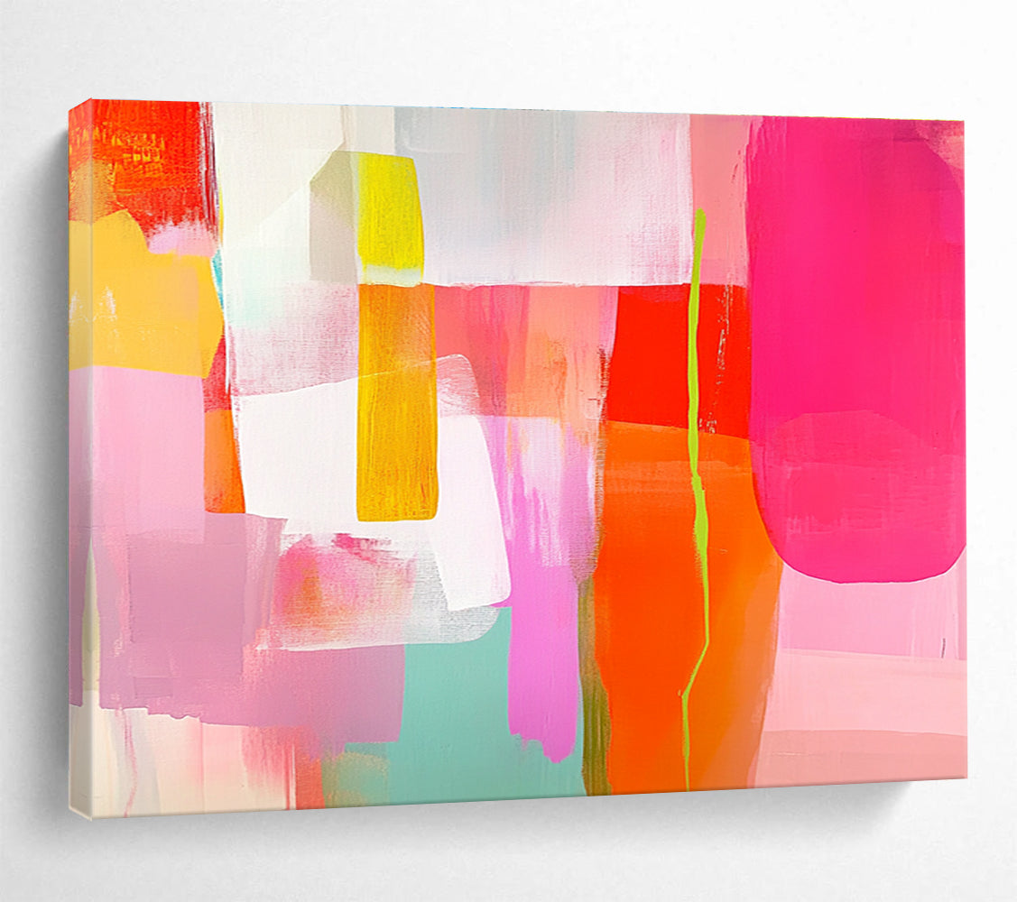Bold Color Block Abstract Painting with Playful Contrasts ABS415